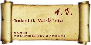 Anderlik Valéria névjegykártya